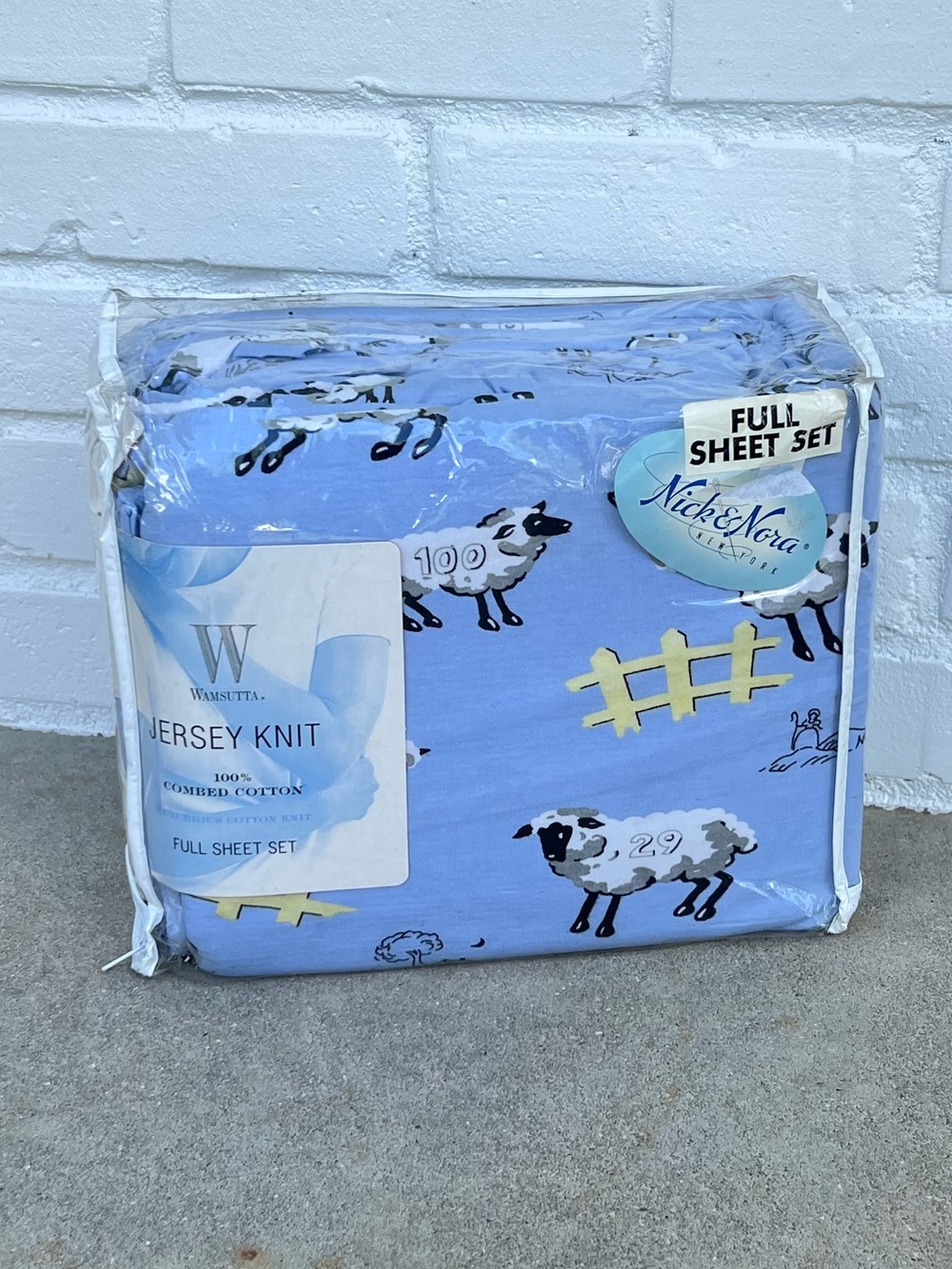 Rare Vintage Nick and Nora New Sealed Cotton Full Sheet Set Counting Sheep